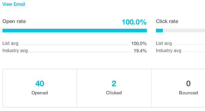 Se åpne og klikk statistikk for ditt nyhetsbrev